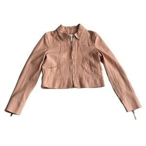 Burning Torch Soft Leather Silk Lined Blush Pink‎ Fitted Moto Leather Jacket S